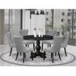 East West Furniture Irving 7 Piece Round Kitchen Table Set in Black Finish