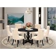 East West Furniture Irving 7-Piece Dining Table Set in Black Finish