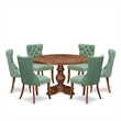 East West Furniture Irving 7-Piece Dining Table Set in Walnut Finish