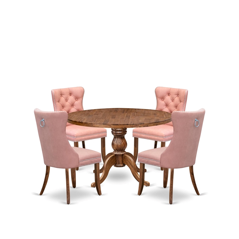 East West Furniture Irving 5-Piece Mid Century Modern Dining Set in Walnut