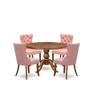 East West Furniture Irving 5-Piece Mid Century Modern Dining Set in Walnut
