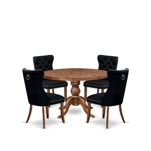 East West Furniture Irving 5-Piece Dining Room Set in Walnut Finish