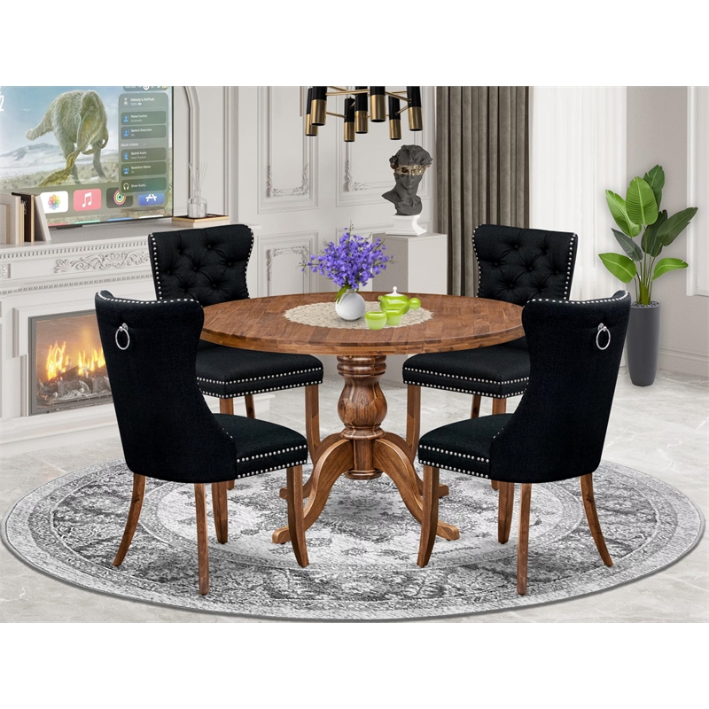 East West Furniture Irving 5-Piece Dining Room Set in Walnut Finish