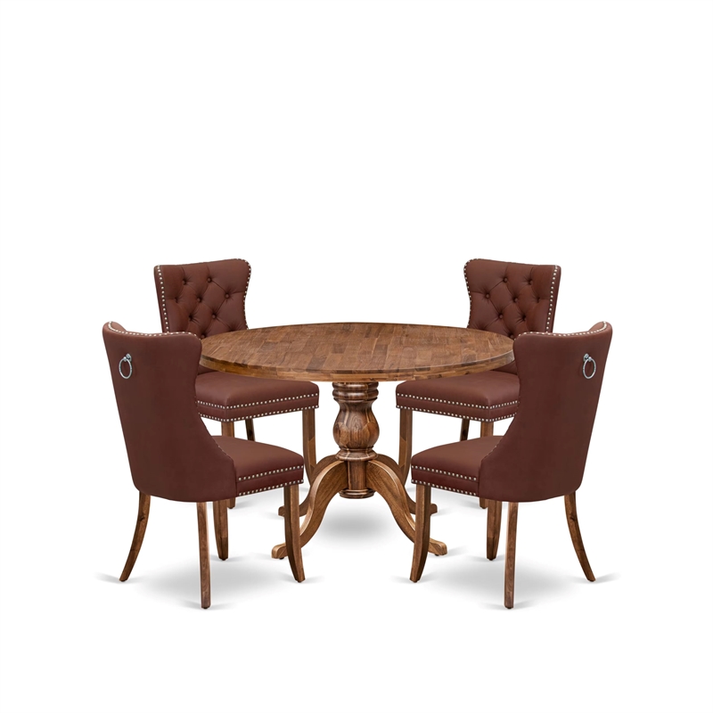 East West Furniture Irving 5-Piece Mid Century Modern Dining Set in Walnut