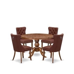 East West Furniture Irving 5-Piece Mid Century Modern Dining Set in Walnut