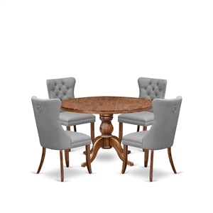 East West Furniture Irving 5-Piece Mid Century Modern Dining Set in Walnut