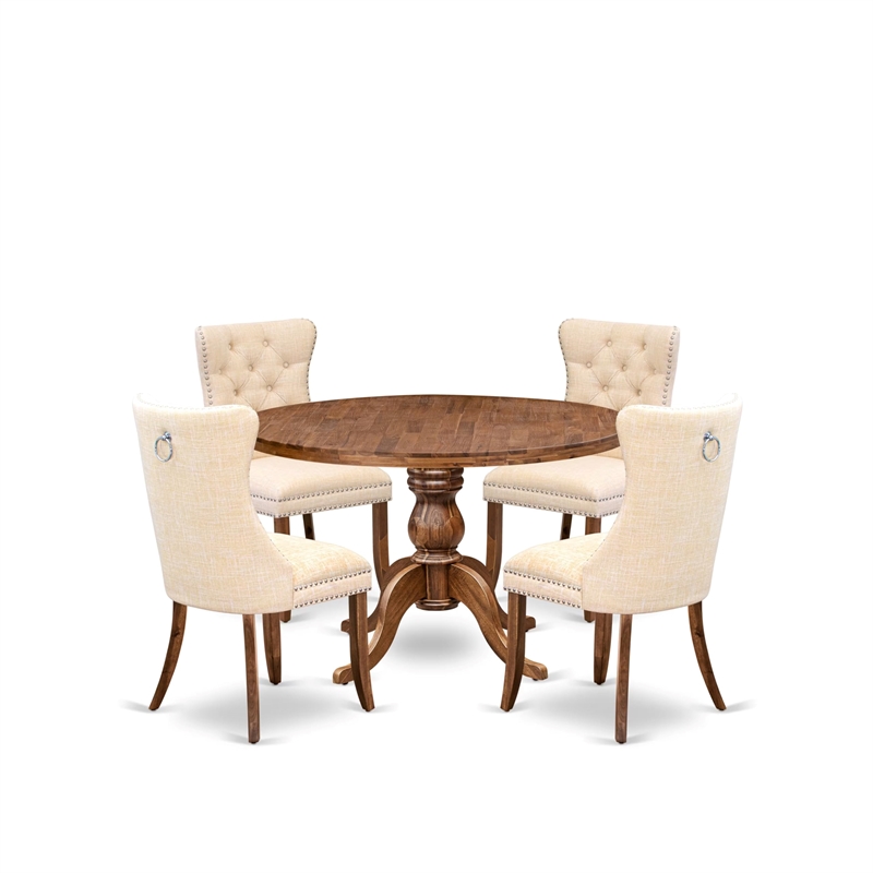 East West Furniture Irving 5-Piece Kitchen Dining Set in Walnut Finish