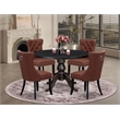 East West Furniture Irving 5 Piece Round Dining Table Set in Black Finish