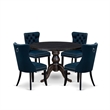 East West Furniture Irving 5 Piece Round Kitchen Set in Black Finish
