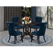 East West Furniture Irving 5 Piece Round Kitchen Set in Black Finish