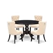 East West Furniture Irving 5-Piece Mid-Century Dining Set in Black Finish