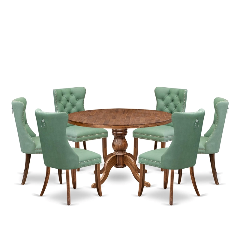 East West Furniture Irving 7-Piece Modern Dining Table Set in Walnut Finish
