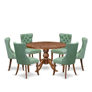 East West Furniture Irving 7-Piece Modern Dining Table Set in Walnut Finish