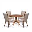 East West Furniture Irving 5 Piece Round Dining Room Set in Walnut Finish