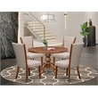 East West Furniture Irving 5 Piece Round Dining Room Set in Walnut Finish