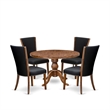 East West Furniture Irving 5 Piece Round Dining Table Set in Walnut Finish