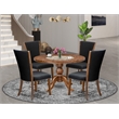 East West Furniture Irving 5 Piece Round Dining Table Set in Walnut Finish