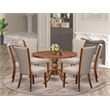 East West Furniture Irving 7 Piece Round Kitchen Set in Walnut Finish