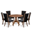 East West Furniture Irving 7 Piece Round Dining Room Set in Walnut Finish