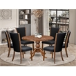 East West Furniture Irving 7 Piece Round Dining Room Set in Walnut Finish