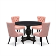 East West Furniture Irving 5 Piece Round Kitchen Table Set in Black Finish