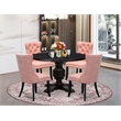East West Furniture Irving 5 Piece Round Kitchen Table Set in Black Finish