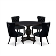 East West Furniture Irving 5 Piece Round Dining Set in Black Finish