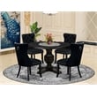 East West Furniture Irving 5 Piece Round Dining Set in Black Finish