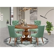 East West Furniture Irving 5-Piece Mid Century Dining Set in Walnut Finish