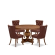 East West Furniture Irving 5-Piece Kitchen Dining Set in Walnut Finish