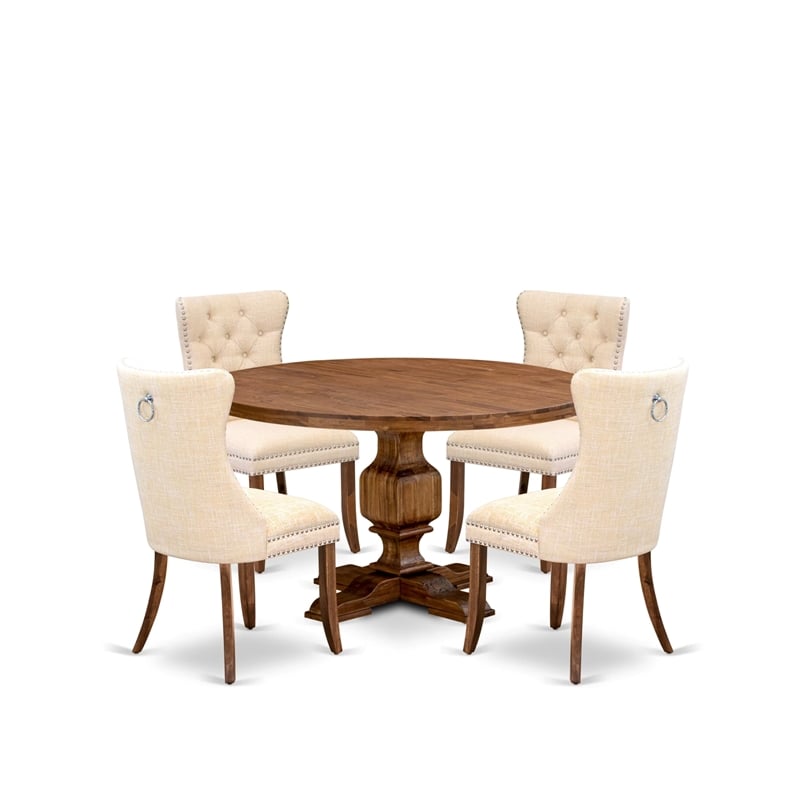 East West Furniture Irving 5-Piece Dining Table Set in Walnut Finish