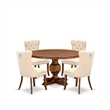 East West Furniture Irving 5-Piece Dining Table Set in Walnut Finish