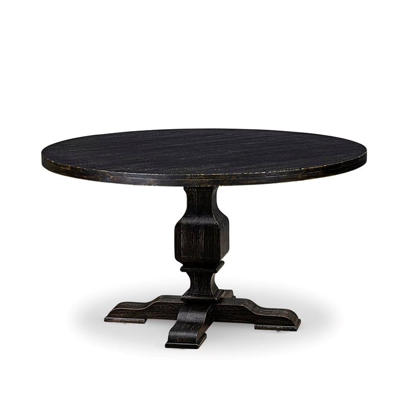 East West Furniture Irving 5 Piece Round Dining Table Set in Black Finish