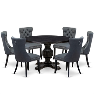 East West Furniture Irving 7-Piece Kitchen Table Set in Black Finish