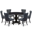 East West Furniture Irving 7-Piece Kitchen Table Set in Black Finish