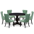 East West Furniture Irving 7 Piece Round Dining Table Set in Black Finish