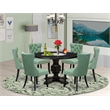 East West Furniture Irving 7 Piece Round Dining Table Set in Black Finish