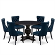 East West Furniture Irving 7 Piece Round Dining Set in Black Finish
