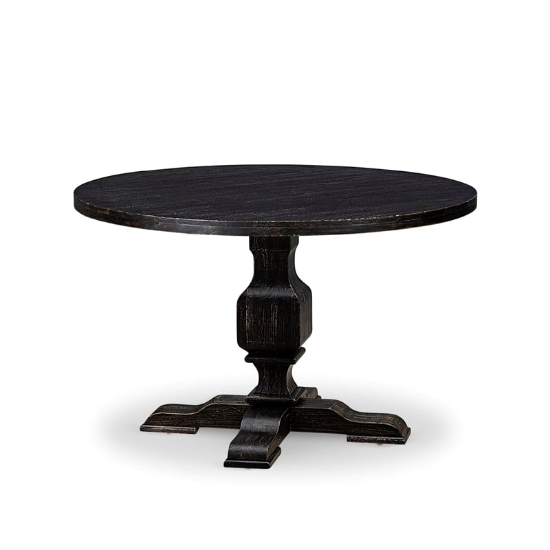 East West Furniture Irving 7 Piece Round Dining Set in Black Finish
