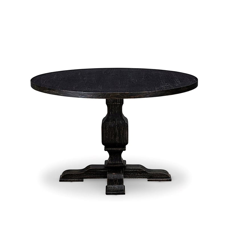 East West Furniture Irving 7 Piece Round Dining Set in Black Finish