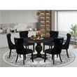 East West Furniture Irving 7 Piece Round Dining Room Set in Black Finish