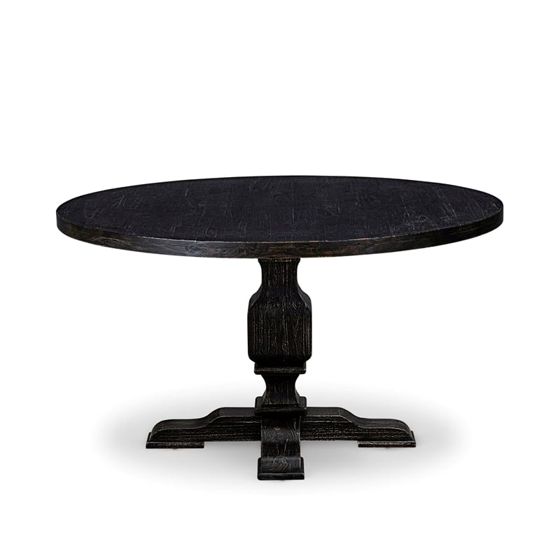 East West Furniture Irving 7 Piece Round Dining Room Set in Black Finish