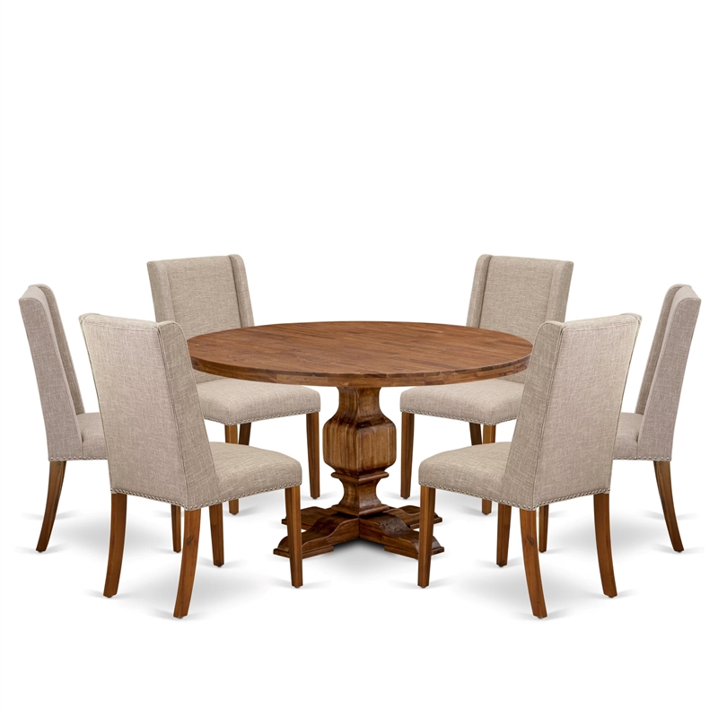 East West Furniture Irving 7-Piece Mid-Century Dining Set in Walnut Finish