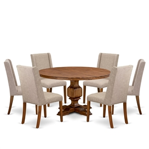 East West Furniture Irving 7-Piece Mid-Century Dining Set in Walnut Finish