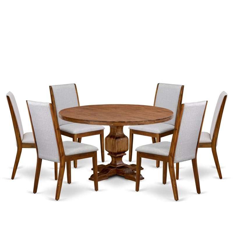 East West Furniture Irving 7-Piece Kitchen Table Set in Walnut Finish