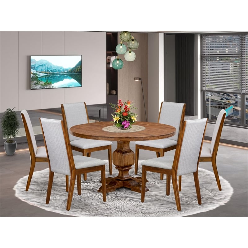 East West Furniture Irving 7-Piece Kitchen Table Set in Walnut Finish