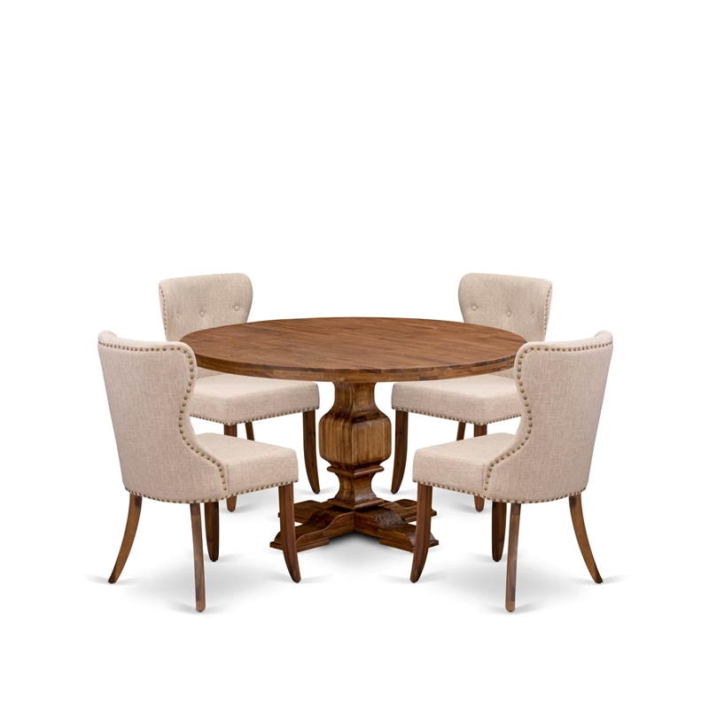 East West Furniture Irving 5-Piece Dining Table Set in Walnut Finish