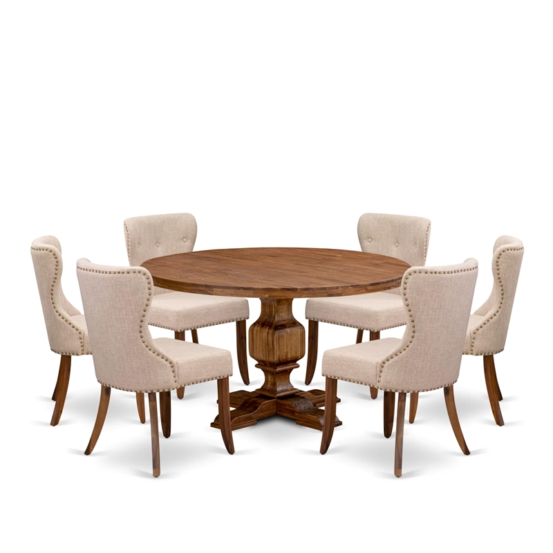 East West Furniture Irving 7-Piece Modern Dining Table Set in Walnut Finish