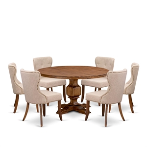East West Furniture Irving 7-Piece Modern Dining Table Set in Walnut Finish