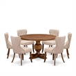 East West Furniture Irving 7-Piece Modern Dining Table Set in Walnut Finish